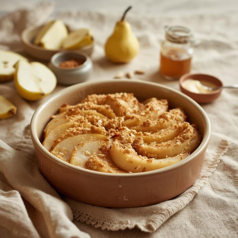 Baked Cinnamon Pear Almond Crumble