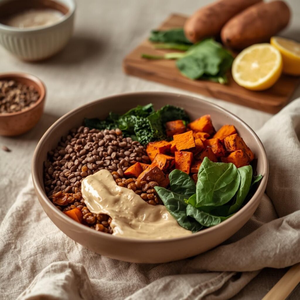 Deep-Grounding Lentil & Greens Buddha Bowl